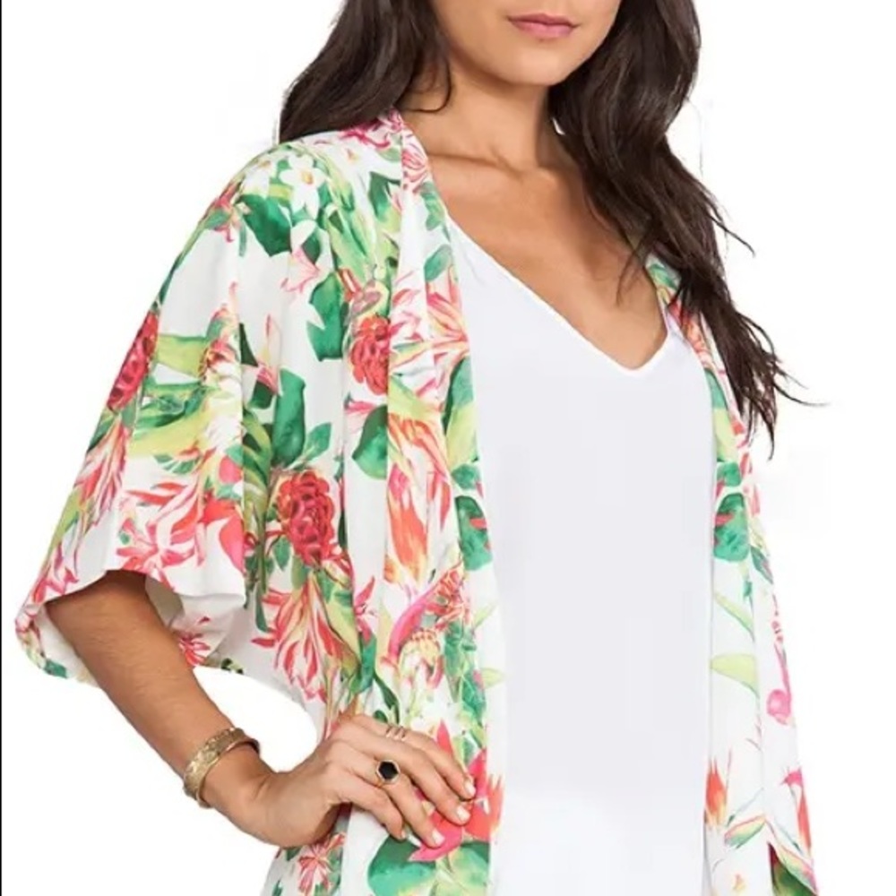 Lovers + Friends Lovebirds Kimono Tropical White